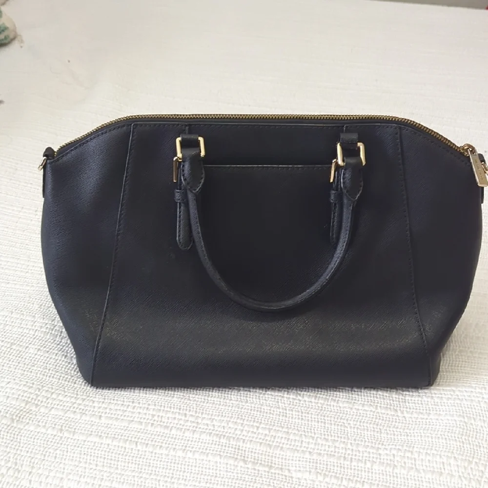 Michael Kors Black Leather Zip-Top Satchel with Gold Hardware - Picture 2 of 6